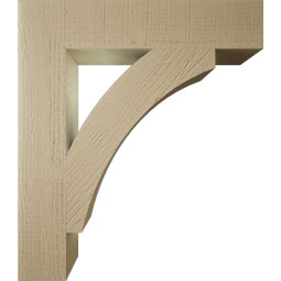 Ekena Millwork - BKTUR055X28X32THR05RCPR - Timberthane Faux Wood Thorton Style Bracket, Block Ends, 5 1/2"W x 28"D x 32"H, Primed Tan