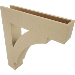 Ekena Millwork - BKTUR055X28X32THR05RCPR - Timberthane Faux Wood Thorton Style Bracket, Block Ends, 5 1/2"W x 28"D x 32"H, Primed Tan