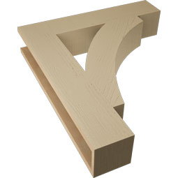 Ekena Millwork - BKTUR055X28X32THR05RCPR - Timberthane Faux Wood Thorton Style Bracket, Block Ends, 5 1/2"W x 28"D x 32"H, Primed Tan