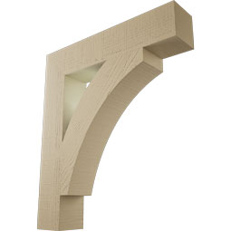 Ekena Millwork - BKTUR055X28X32THR05RCPR - Timberthane Faux Wood Thorton Style Bracket, Block Ends, 5 1/2"W x 28"D x 32"H, Primed Tan