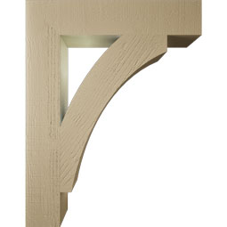 Ekena Millwork - BKTUR055X28X36THR05RCPR - Timberthane Faux Wood Thorton Style Bracket, Block Ends, 5 1/2"W x 28"D x 36"H, Primed Tan