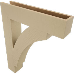 Ekena Millwork - BKTUR055X28X36THR05RCPR - Timberthane Faux Wood Thorton Style Bracket, Block Ends, 5 1/2"W x 28"D x 36"H, Primed Tan