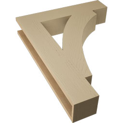 Ekena Millwork - BKTUR055X28X36THR05RCPR - Timberthane Faux Wood Thorton Style Bracket, Block Ends, 5 1/2"W x 28"D x 36"H, Primed Tan