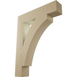 Ekena Millwork - BKTUR055X28X36THR05RCPR - Timberthane Faux Wood Thorton Style Bracket, Block Ends, 5 1/2"W x 28"D x 36"H, Primed Tan