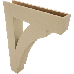 Ekena Millwork - BKTUR055X28X40THR05RCPR - Timberthane Faux Wood Thorton Style Bracket, Block Ends, 5 1/2"W x 28"D x 40"H, Primed Tan