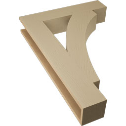 Ekena Millwork - BKTUR055X28X40THR05RCPR - Timberthane Faux Wood Thorton Style Bracket, Block Ends, 5 1/2"W x 28"D x 40"H, Primed Tan