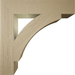 Ekena Millwork - BKTUR055X30X30THR05RCPR - Timberthane Faux Wood Thorton Style Bracket, Block Ends, 5 1/2"W x 30"D x 30"H, Primed Tan
