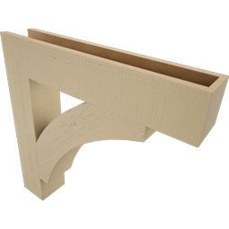 Ekena Millwork - BKTUR055X30X30THR05RCPR - Timberthane Faux Wood Thorton Style Bracket, Block Ends, 5 1/2"W x 30"D x 30"H, Primed Tan