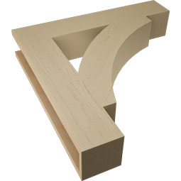 Ekena Millwork - BKTUR055X30X30THR05RCPR - Timberthane Faux Wood Thorton Style Bracket, Block Ends, 5 1/2"W x 30"D x 30"H, Primed Tan