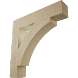 Ekena Millwork - BKTUR055X30X30THR05RCPR - Timberthane Faux Wood Thorton Style Bracket, Block Ends, 5 1/2"W x 30"D x 30"H, Primed Tan