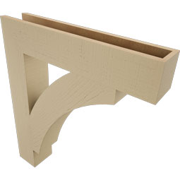 Ekena Millwork - BKTUR055X30X34THR05RCPR - Timberthane Faux Wood Thorton Style Bracket, Block Ends, 5 1/2"W x 30"D x 34"H, Primed Tan
