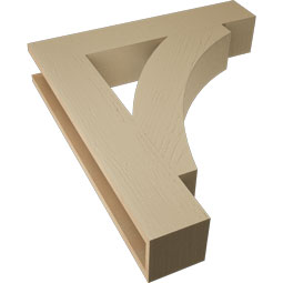 Ekena Millwork - BKTUR055X30X34THR05RCPR - Timberthane Faux Wood Thorton Style Bracket, Block Ends, 5 1/2"W x 30"D x 34"H, Primed Tan