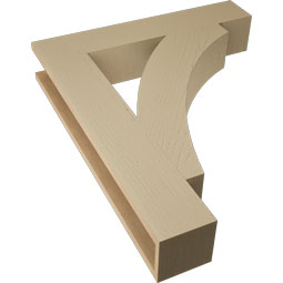 Ekena Millwork - BKTUR055X30X36THR05RCPR - Timberthane Faux Wood Thorton Style Bracket, Block Ends, 5 1/2"W x 30"D x 36"H, Primed Tan