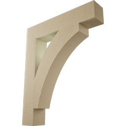 Ekena Millwork - BKTUR055X30X36THR05RCPR - Timberthane Faux Wood Thorton Style Bracket, Block Ends, 5 1/2"W x 30"D x 36"H, Primed Tan