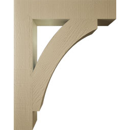 Ekena Millwork - BKTUR055X30X38THR05RCPR - Timberthane Faux Wood Thorton Style Bracket, Block Ends, 5 1/2"W x 30"D x 38"H, Primed Tan