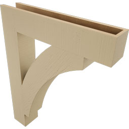 Ekena Millwork - BKTUR055X30X38THR05RCPR - Timberthane Faux Wood Thorton Style Bracket, Block Ends, 5 1/2"W x 30"D x 38"H, Primed Tan