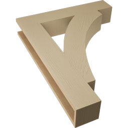 Ekena Millwork - BKTUR055X30X38THR05RCPR - Timberthane Faux Wood Thorton Style Bracket, Block Ends, 5 1/2"W x 30"D x 38"H, Primed Tan