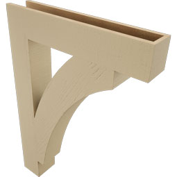 Ekena Millwork - BKTUR055X30X42THR05RCPR - Timberthane Faux Wood Thorton Style Bracket, Block Ends, 5 1/2"W x 30"D x 42"H, Primed Tan