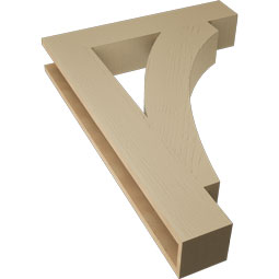 Ekena Millwork - BKTUR055X30X42THR05RCPR - Timberthane Faux Wood Thorton Style Bracket, Block Ends, 5 1/2"W x 30"D x 42"H, Primed Tan