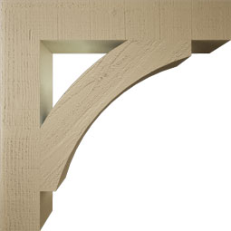 Ekena Millwork - BKTUR055X32X32THR05RCPR - Timberthane Faux Wood Thorton Style Bracket, Block Ends, 5 1/2"W x 32"D x 32"H, Primed Tan