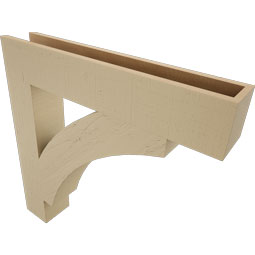 Ekena Millwork - BKTUR055X32X32THR05RCPR - Timberthane Faux Wood Thorton Style Bracket, Block Ends, 5 1/2"W x 32"D x 32"H, Primed Tan