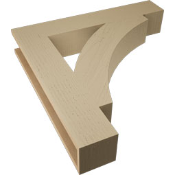 Ekena Millwork - BKTUR055X32X32THR05RCPR - Timberthane Faux Wood Thorton Style Bracket, Block Ends, 5 1/2"W x 32"D x 32"H, Primed Tan