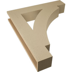 Ekena Millwork - BKTUR055X32X36THR05RCPR - Timberthane Faux Wood Thorton Style Bracket, Block Ends, 5 1/2"W x 32"D x 36"H, Primed Tan