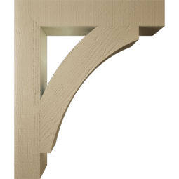 Ekena Millwork - BKTUR055X32X38THR05RCPR - Timberthane Faux Wood Thorton Style Bracket, Block Ends, 5 1/2"W x 32"D x 38"H, Primed Tan