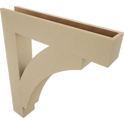 Ekena Millwork - BKTUR055X32X38THR05RCPR - Timberthane Faux Wood Thorton Style Bracket, Block Ends, 5 1/2"W x 32"D x 38"H, Primed Tan