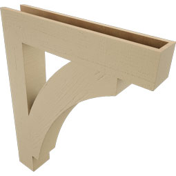 Ekena Millwork - BKTUR055X32X40THR05RCPR - Timberthane Faux Wood Thorton Style Bracket, Block Ends, 5 1/2"W x 32"D x 40"H, Primed Tan