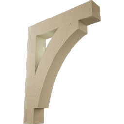 Ekena Millwork - BKTUR055X32X40THR05RCPR - Timberthane Faux Wood Thorton Style Bracket, Block Ends, 5 1/2"W x 32"D x 40"H, Primed Tan