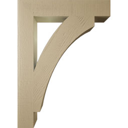 Ekena Millwork - BKTUR055X32X44THR05RCPR - Timberthane Faux Wood Thorton Style Bracket, Block Ends, 5 1/2"W x 32"D x 44"H, Primed Tan