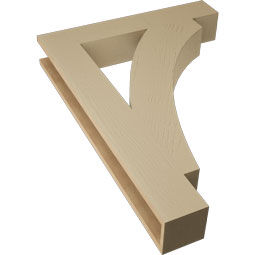 Ekena Millwork - BKTUR055X32X44THR05RCPR - Timberthane Faux Wood Thorton Style Bracket, Block Ends, 5 1/2"W x 32"D x 44"H, Primed Tan