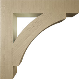 Ekena Millwork - BKTUR055X34X34THR05RCPR - Timberthane Faux Wood Thorton Style Bracket, Block Ends, 5 1/2"W x 34"D x 34"H, Primed Tan