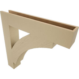 Ekena Millwork - BKTUR055X34X34THR05RCPR - Timberthane Faux Wood Thorton Style Bracket, Block Ends, 5 1/2"W x 34"D x 34"H, Primed Tan