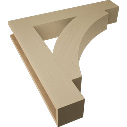 Ekena Millwork - BKTUR055X34X34THR05RCPR - Timberthane Faux Wood Thorton Style Bracket, Block Ends, 5 1/2"W x 34"D x 34"H, Primed Tan