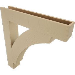 Ekena Millwork - BKTUR055X34X38THR05RCPR - Timberthane Faux Wood Thorton Style Bracket, Block Ends, 5 1/2"W x 34"D x 38"H, Primed Tan