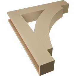 Ekena Millwork - BKTUR055X34X38THR05RCPR - Timberthane Faux Wood Thorton Style Bracket, Block Ends, 5 1/2"W x 34"D x 38"H, Primed Tan