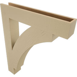Ekena Millwork - BKTUR055X34X42THR05RCPR - Timberthane Faux Wood Thorton Style Bracket, Block Ends, 5 1/2"W x 34"D x 42"H, Primed Tan
