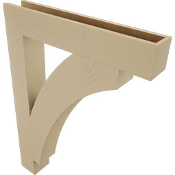 Ekena Millwork - BKTUR055X34X46THR05RCPR - Timberthane Faux Wood Thorton Style Bracket, Block Ends, 5 1/2"W x 34"D x 46"H, Primed Tan