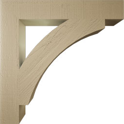 Ekena Millwork - BKTUR055X36X36THR05RCPR - Timberthane Faux Wood Thorton Style Bracket, Block Ends, 5 1/2"W x 36"D x 36"H, Primed Tan