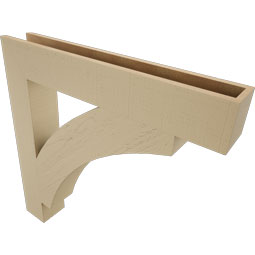 Ekena Millwork - BKTUR055X36X36THR05RCPR - Timberthane Faux Wood Thorton Style Bracket, Block Ends, 5 1/2"W x 36"D x 36"H, Primed Tan