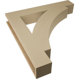 Ekena Millwork - BKTUR055X36X36THR05RCPR - Timberthane Faux Wood Thorton Style Bracket, Block Ends, 5 1/2"W x 36"D x 36"H, Primed Tan