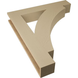 Ekena Millwork - BKTUR055X36X40THR05RCPR - Timberthane Faux Wood Thorton Style Bracket, Block Ends, 5 1/2"W x 36"D x 40"H, Primed Tan
