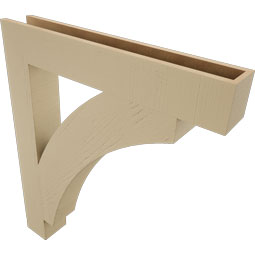 Ekena Millwork - BKTUR055X36X42THR05RCPR - Timberthane Faux Wood Thorton Style Bracket, Block Ends, 5 1/2"W x 36"D x 42"H, Primed Tan