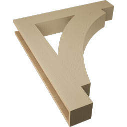 Ekena Millwork - BKTUR055X36X42THR05RCPR - Timberthane Faux Wood Thorton Style Bracket, Block Ends, 5 1/2"W x 36"D x 42"H, Primed Tan