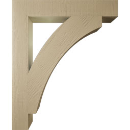 Ekena Millwork - BKTUR055X36X44THR05RCPR - Timberthane Faux Wood Thorton Style Bracket, Block Ends, 5 1/2"W x 36"D x 44"H, Primed Tan