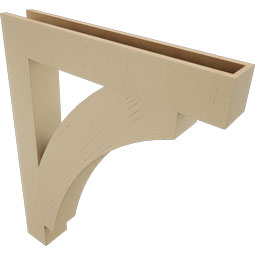 Ekena Millwork - BKTUR055X36X44THR05RCPR - Timberthane Faux Wood Thorton Style Bracket, Block Ends, 5 1/2"W x 36"D x 44"H, Primed Tan