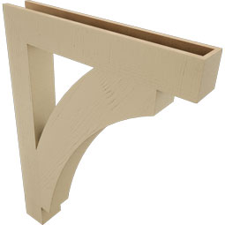 Ekena Millwork - BKTUR055X36X48THR05RCPR - Timberthane Faux Wood Thorton Style Bracket, Block Ends, 5 1/2"W x 36"D x 48"H, Primed Tan