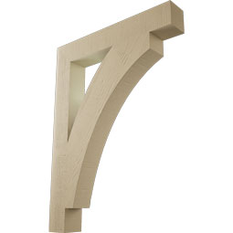 Ekena Millwork - BKTUR055X36X48THR05RCPR - Timberthane Faux Wood Thorton Style Bracket, Block Ends, 5 1/2"W x 36"D x 48"H, Primed Tan